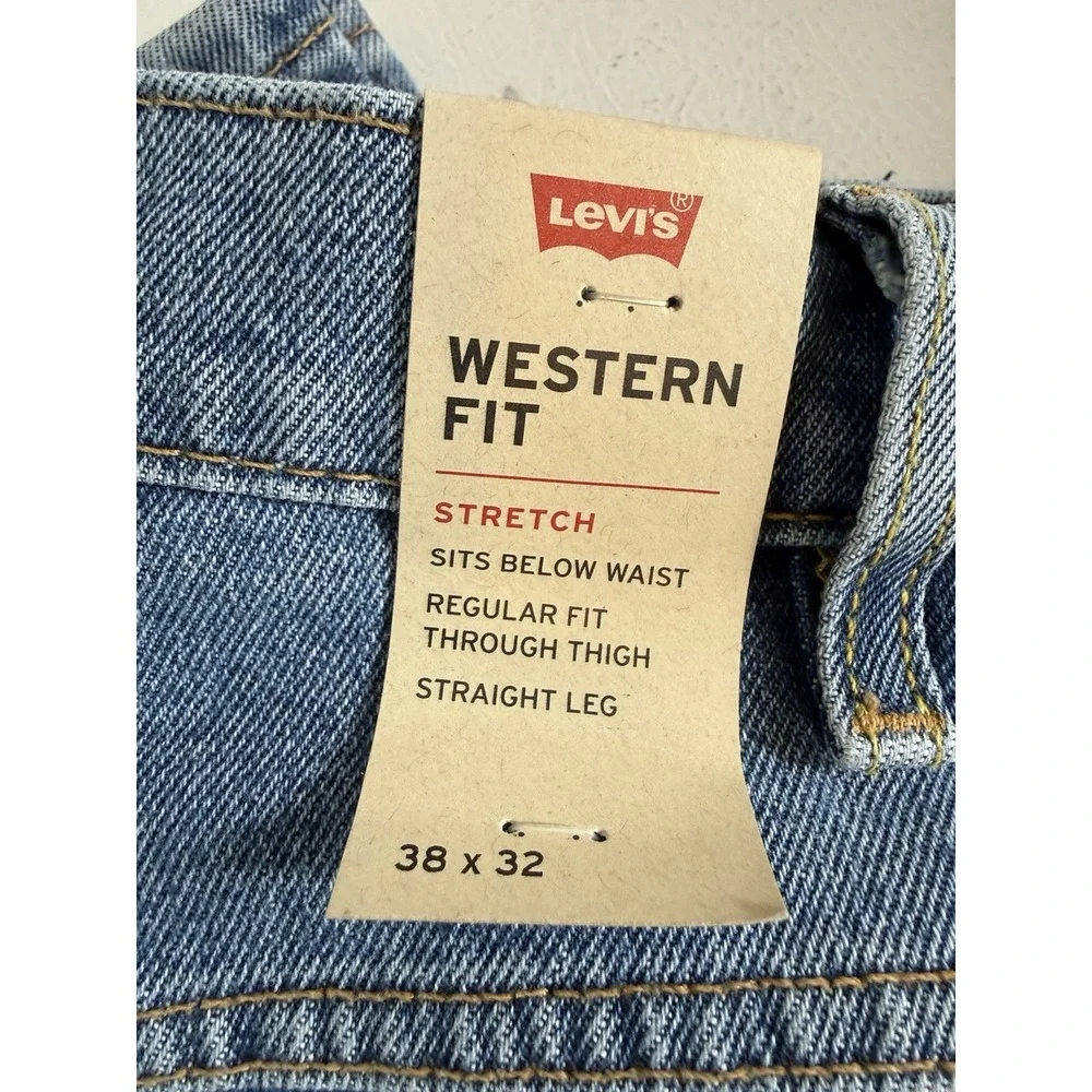 NEW Levi's Men's Western Fit Stretch‎ Straight Leg Blue Jeans 38x32 NWT